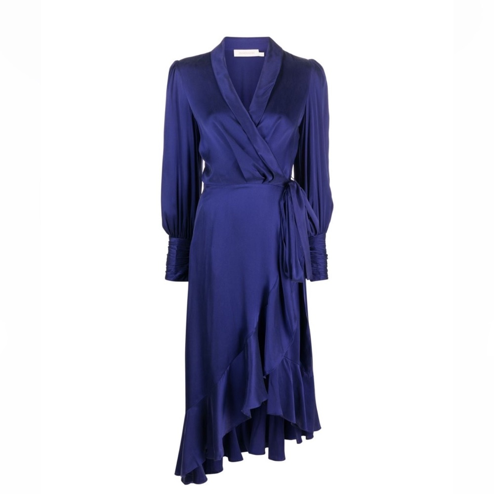 Zimmerman ruffled silk wrap midi dress